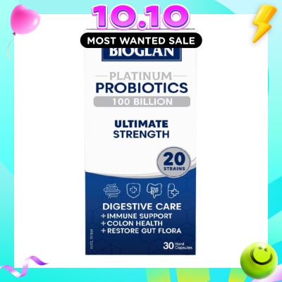 BIOGLAN Platinum Probiotic 100 Billion Ultimate Strength Hard Capsule 20 Strains (For Digestive Care Provides Immune Support Colon Health & Restore Gut Flora) 30s image