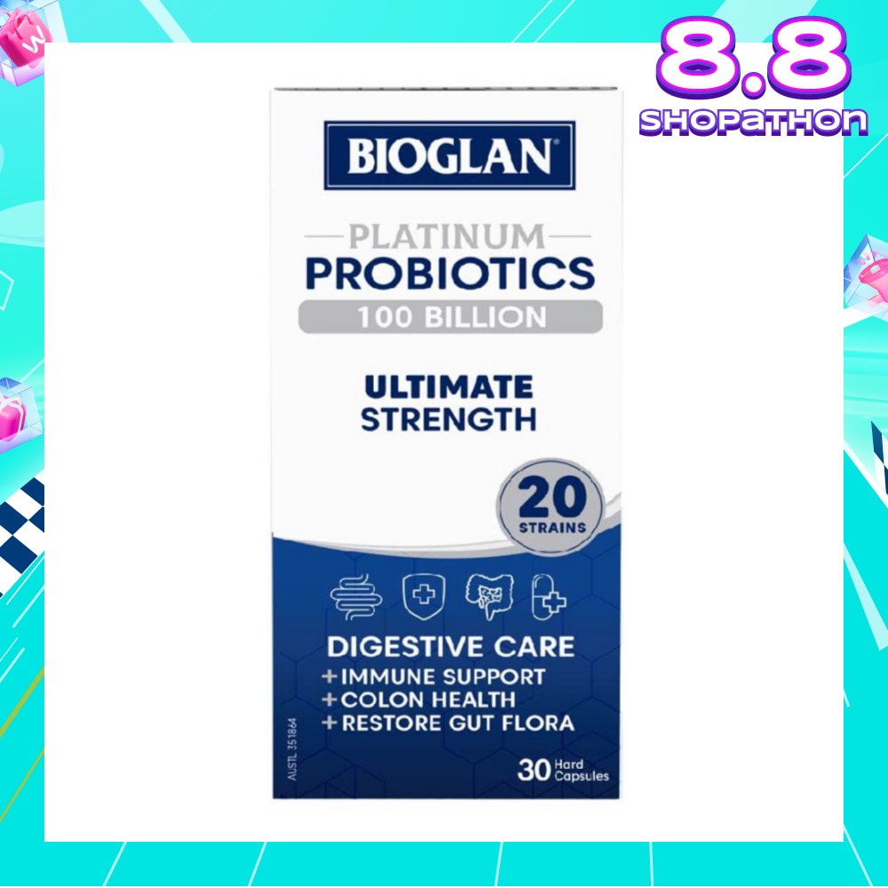 Platinum Probiotic 100 Billion Ultimate Strength Hard Capsule 20 Strains (For Digestive Care Provides Immune Support Colon Health & Restore Gut Flora) 30s