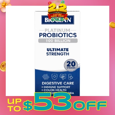 BIOGLAN [CNY] Platinum Probiotic 100 Billion Ultimate Strength Hard Capsule 20 Strains (For Digestive Care Provides Immune Support Colon Health & Restore Gut Flora) 30s