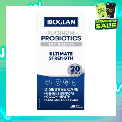 BIOGLAN Platinum Probiotic 100 Billion Ultimate Strength Hard Capsule 20 Strains (For Digestive Care Provides Immune Support Colon Health & Restore Gut Flora) 30s