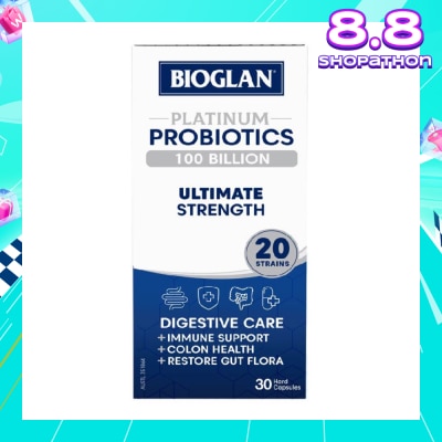 BIOGLAN Platinum Probiotic 100 Billion Ultimate Strength Hard Capsule 20 Strains (For Digestive Care Provides Immune Support Colon Health & Restore Gut Flora) 30s