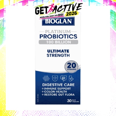 BIOGLAN - Platinum Probiotic 100 Billion Ultimate Strength Hard Capsule 20 Strains (For Digestive Care Provides Immune Support Colon Health & Restore Gut Flora) 30s image