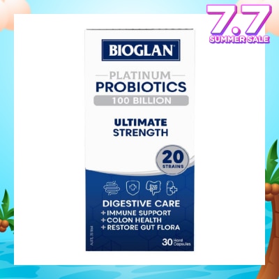 BIOGLAN Platinum Probiotic 100 Billion Ultimate Strength Hard Capsule 20 Strains (For Digestive Care Provides Immune Support Colon Health & Restore Gut Flora) 30s