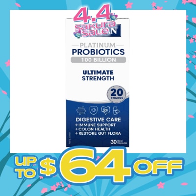 BIOGLAN - Platinum Probiotic 100 Billion Ultimate Strength Hard Capsule 20 Strains (For Digestive Care Provides Immune Support Colon Health & Restore Gut Flora) 30s