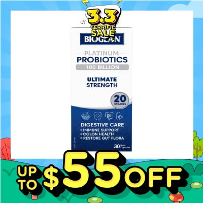 BIOGLAN [CNY] Platinum Probiotic 100 Billion Ultimate Strength Hard Capsule 20 Strains (For Digestive Care Provides Immune Support Colon Health & Restore Gut Flora) 30s