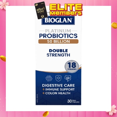 BIOGLAN [CNY] Platinum Probiotic 50 Billion Double Strength Hard Capsule 18 Strains (For Digestive Care Provides Immune Support Colon Health & Restore Gut Flora) 30s