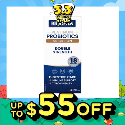 BIOGLAN [CNY] Platinum Probiotic 50 Billion Double Strength Hard Capsule 18 Strains (For Digestive Care Provides Immune Support Colon Health & Restore Gut Flora) 30s
