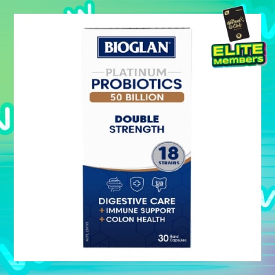 BIOGLAN Platinum Probiotic 50 Billion Double Strength Hard Capsule 18 Strains (For Digestive Care Provides Immune Support Colon Health & Restore Gut Flora) 30s