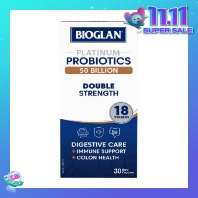 BIOGLAN Platinum Probiotic 50 Billion Double Strength Hard Capsule 18 Strains (For Digestive Care Provides Immune Support Colon Health & Restore Gut Flora) 30s