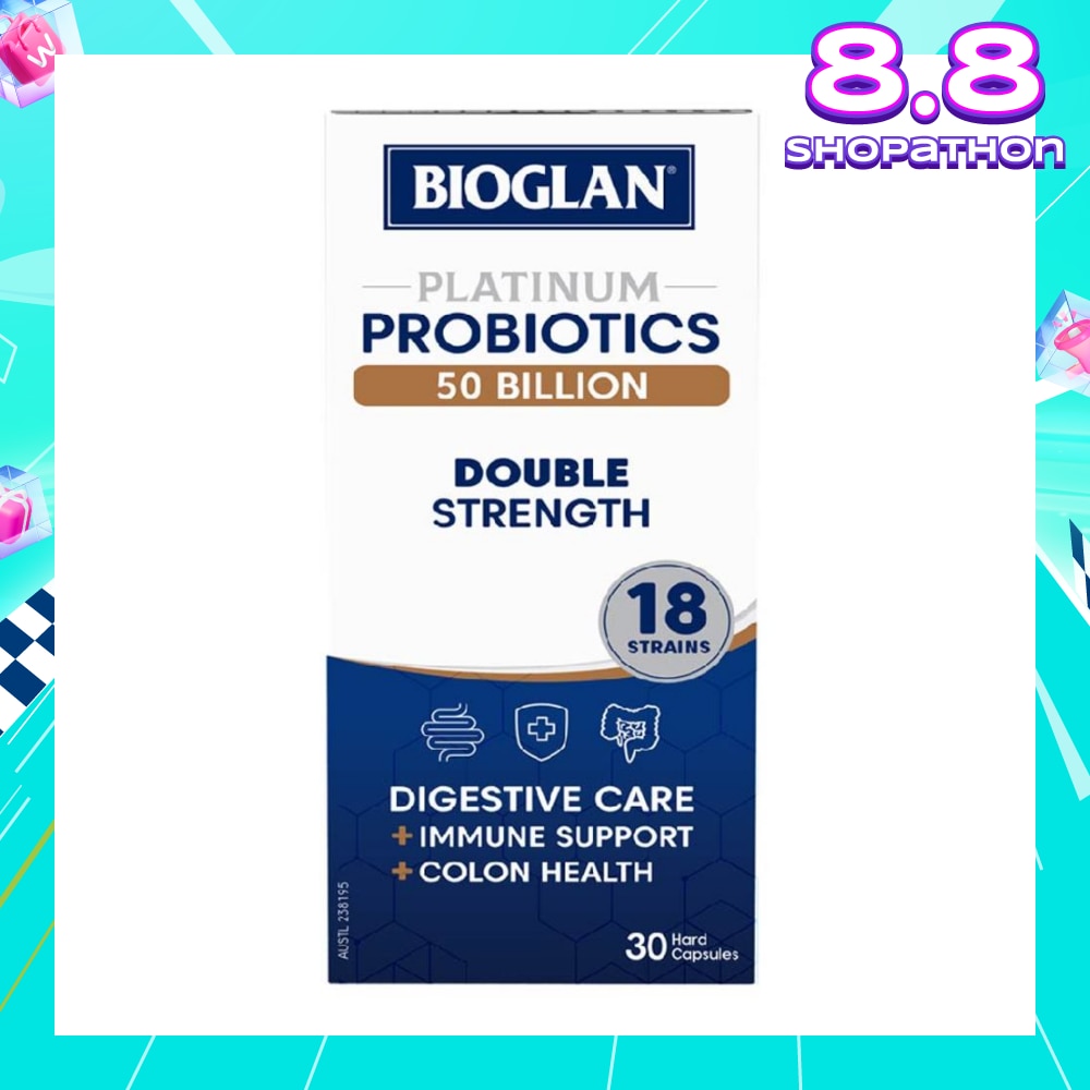 Platinum Probiotic 50 Billion Double Strength Hard Capsule 18 Strains (For Digestive Care Provides Immune Support Colon Health & Restore Gut Flora) 30s
