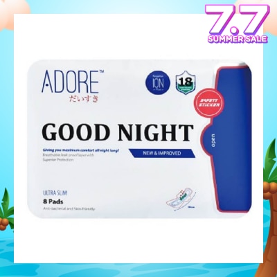 ADORE Good Night Ultra Slim Maximum Assurance Sanitary Pad All Night 28cm (For Heavy Flow) 8s