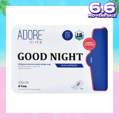 ADORE Good Night Ultra Slim Maximum Assurance Sanitary Pad All Night 28cm (For Heavy Flow) 8s