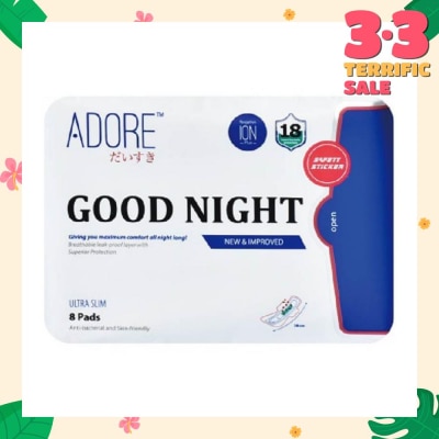 ADORE Good Night Ultra Slim Maximum Assurance Sanitary Pad All Night 28cm (For Heavy Flow) 8s