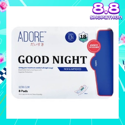 ADORE Good Night Ultra Slim Maximum Assurance Sanitary Pad All Night 28cm (For Heavy Flow) 8s