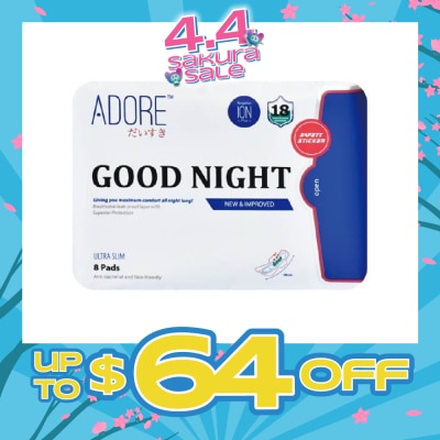 ADORE - Good Night Ultra Slim Maximum Assurance Sanitary Pad All Night 28cm (For Heavy Flow) 8s