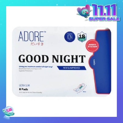 ADORE Good Night Ultra Slim Maximum Assurance Sanitary Pad All Night 28cm (For Heavy Flow) 8s