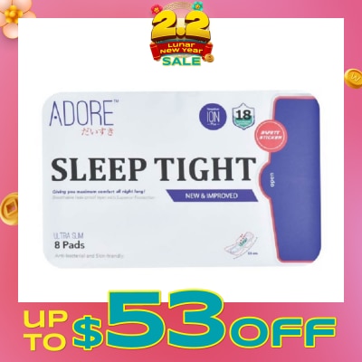 ADORE Sleep Tight Ultra Slim Maximum Assurance Sanitary Pad All Night 33cm (For Heavy Flow) 8s