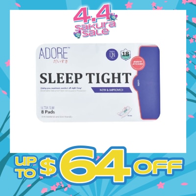 ADORE - Sleep Tight Ultra Slim Maximum Assurance Sanitary Pad All Night 33cm (For Heavy Flow) 8s