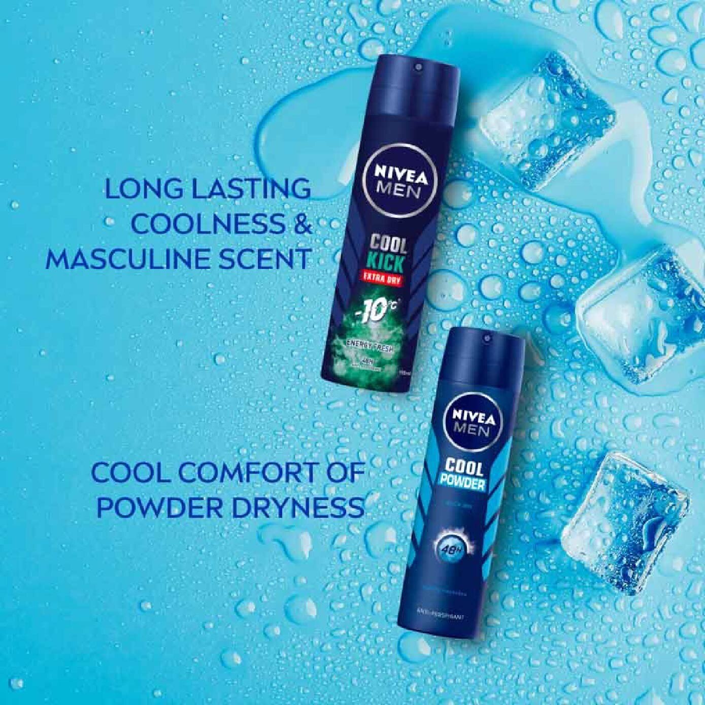 NIVEA Men Cool Kick Extra Dry Deodorant Spray Energy Fresh (48HR