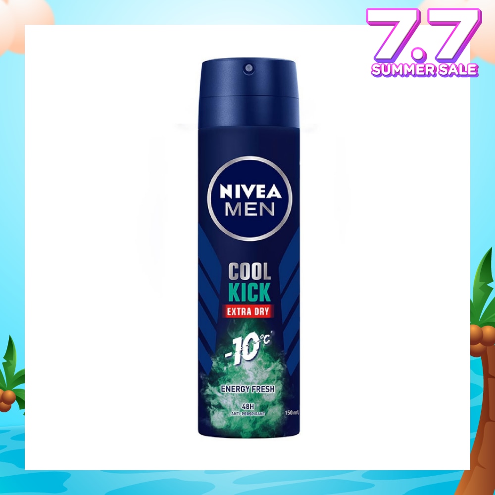 Men Cool Kick Extra Dry Deodorant Spray Energy Fresh (48HR Anti-Perspirant) 150ml