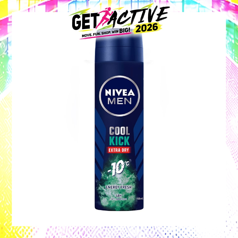 Men Cool Kick Extra Dry Deodorant Spray Energy Fresh (48HR Anti-Perspirant) 150ml image