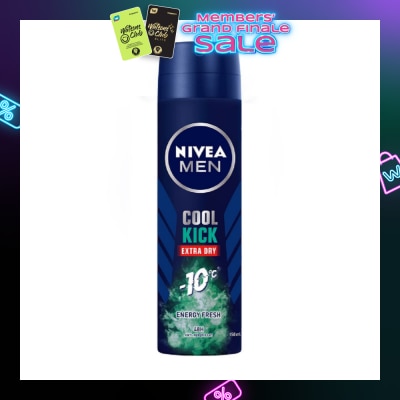 NIVEA Men Cool Kick Extra Dry Deodorant Spray Energy Fresh (48HR Anti-Perspirant) 150ml