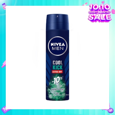 NIVEA Men Cool Kick Extra Dry Deodorant Spray Energy Fresh (48HR Anti-Perspirant) 150ml