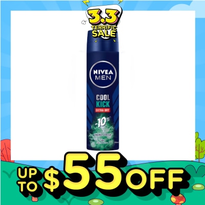 NIVEA Men Cool Kick Extra Dry Deodorant Spray Energy Fresh (48HR Anti-Perspirant) 150ml