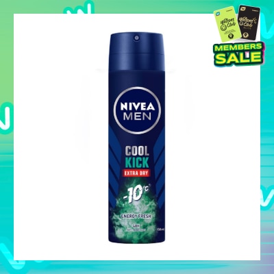 NIVEA Men Cool Kick Extra Dry Deodorant Spray Energy Fresh (48HR Anti-Perspirant) 150ml