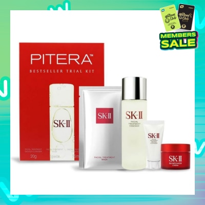 SK II Pitera Bestseller Trial Kit 4pc Set consist SK-II Treatment Essence 75ml + SK-II Facial Cleanser 20g + SK-II Skinpower 15g + SK-II Treatment Mask 1s (Expiry: Apr`2026)