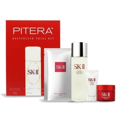 SK II Pitera Bestseller Trial Kit 4pc Set consist SK-II Treatment Essence 75ml + SK-II Facial Cleanser 20g + SK-II Skinpower 15g + SK-II Treatment Mask 1s