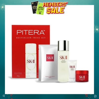 SK II - Pitera Bestseller Trial Kit 4pc Set consist SK-II Treatment Essence 75ml + SK-II Facial Cleanser 20g + SK-II Skinpower 15g + SK-II Treatment Mask 1s