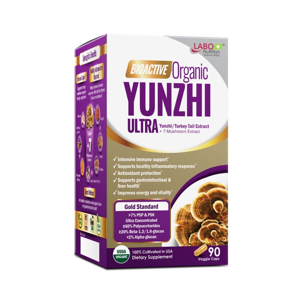 Bioactive Organic Yunzhi Ultra Dietary Supplement Veggie Capsule (For Intensive Immune Support & Recovery) 90s