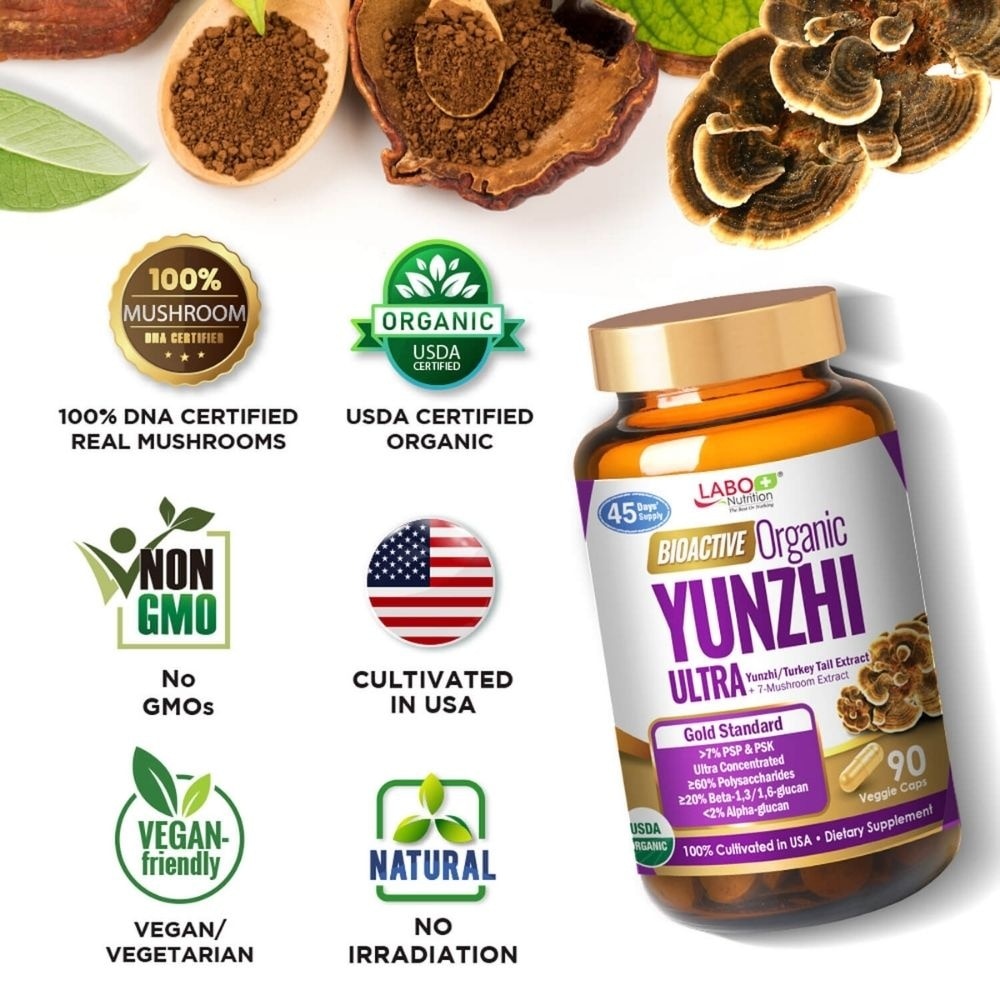 Bioactive Organic Yunzhi Ultra Dietary Supplement Veggie Capsule (For Intensive Immune Support & Recovery) 90s