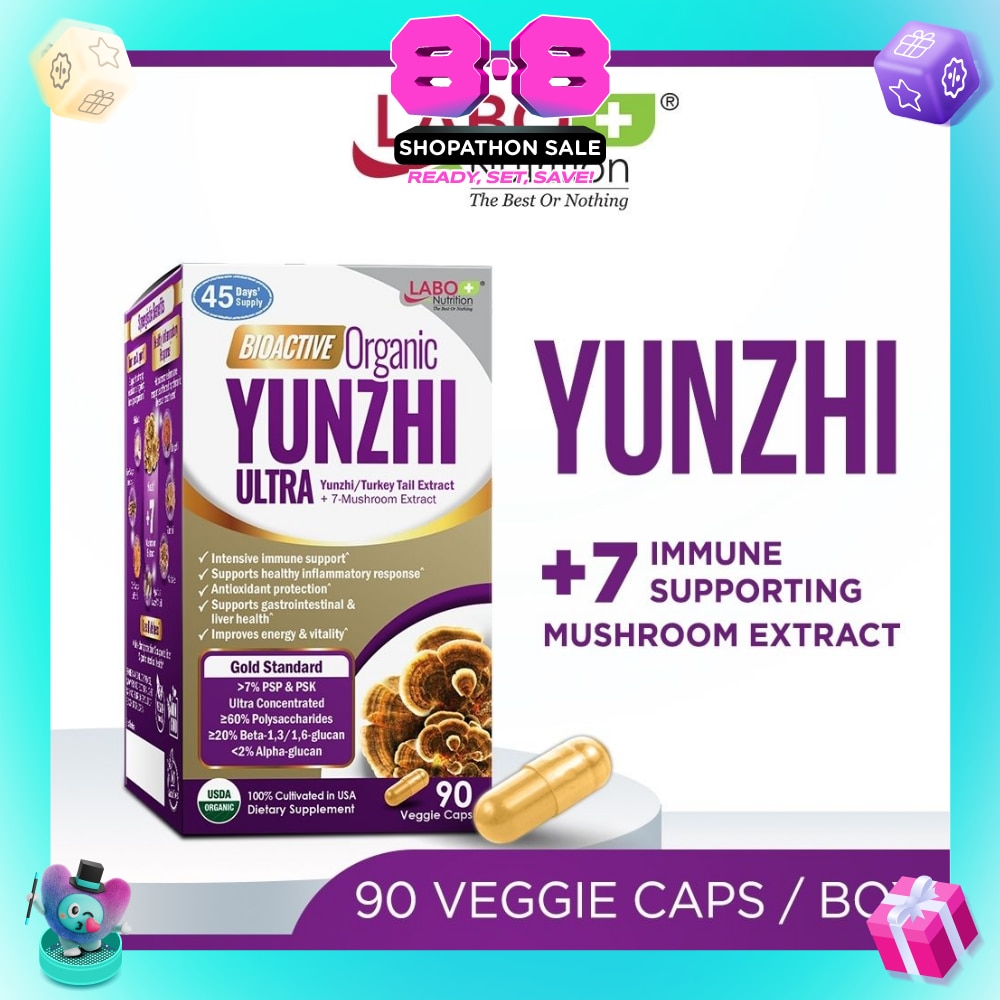 Bioactive Organic Yunzhi Ultra Dietary Supplement Veggie Capsule (For Intensive Immune Support & Recovery) 90s