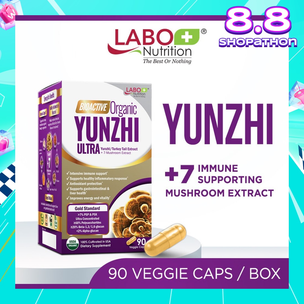 Bioactive Organic Yunzhi Ultra Dietary Supplement Veggie Capsule (For Intensive Immune Support & Recovery) 90s