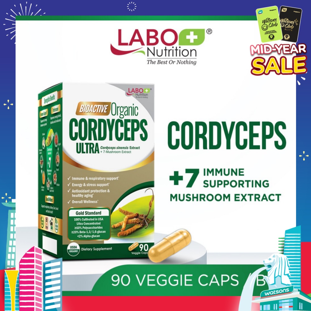 Bioactive Organic Cordyceps Ultra Dietary Supplement Veggie Capsule (For Respiratory & Immune Health) 90s