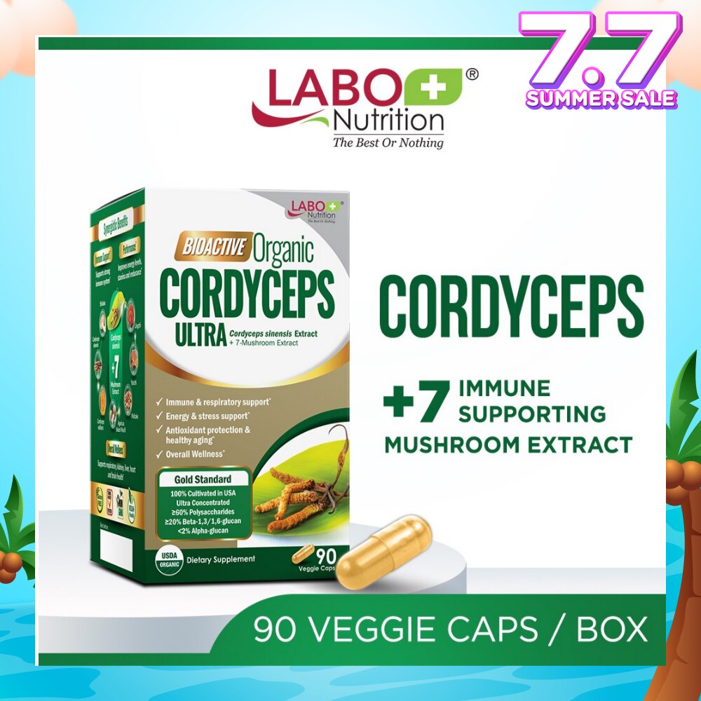 Bioactive Organic Cordyceps Ultra Dietary Supplement Veggie Capsule (For Respiratory & Immune Health) 90s