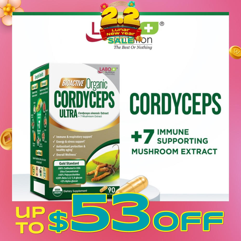 Bioactive Organic Cordyceps Ultra Dietary Supplement Veggie Capsule (For Respiratory & Immune Health) 90s