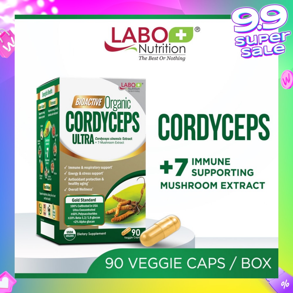 Bioactive Organic Cordyceps Ultra Dietary Supplement Veggie Capsule (For Respiratory & Immune Health) 90s