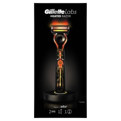 GILLETTE Labs Waterproof Heated Razor Set consist Handle 1s + Cartridge 2s + Magnetic Charging Dock 1s + Smart Plug 1s