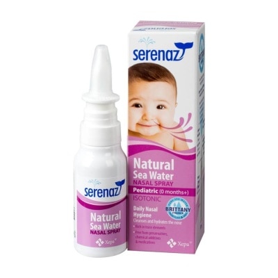 SERENAZ Natural Sea Water Nasal Spray Suitable for Infant 0+ Months (Daily Cleansing to Remove Mucus and Reduce Allergies) 30ml