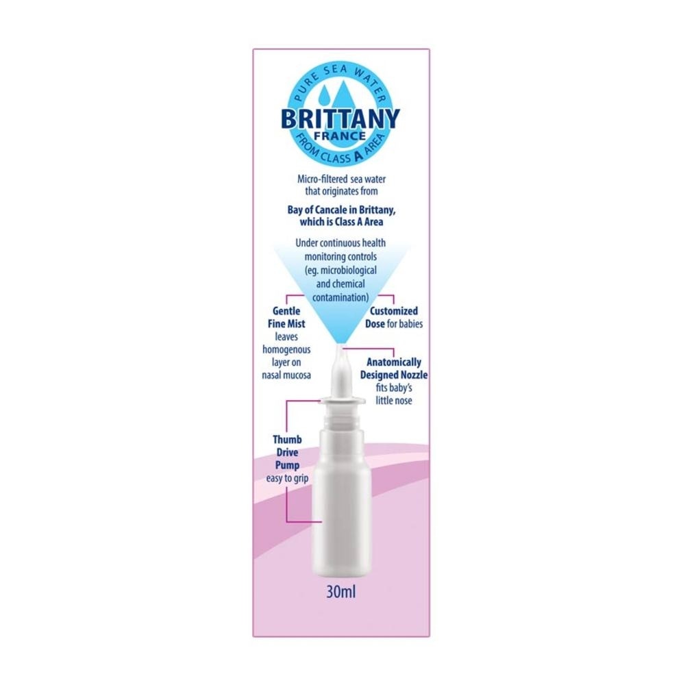 Natural Sea Water Nasal Spray Suitable for Infant 0+ Months (Daily Cleansing to Remove Mucus and Reduce Allergies) 30ml