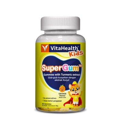 VITAHEALTH Kids SuperGum Gummies Orange (Turmeric For Kids, Boosts Immunity & Relieves Allergic Symptoms) 90s