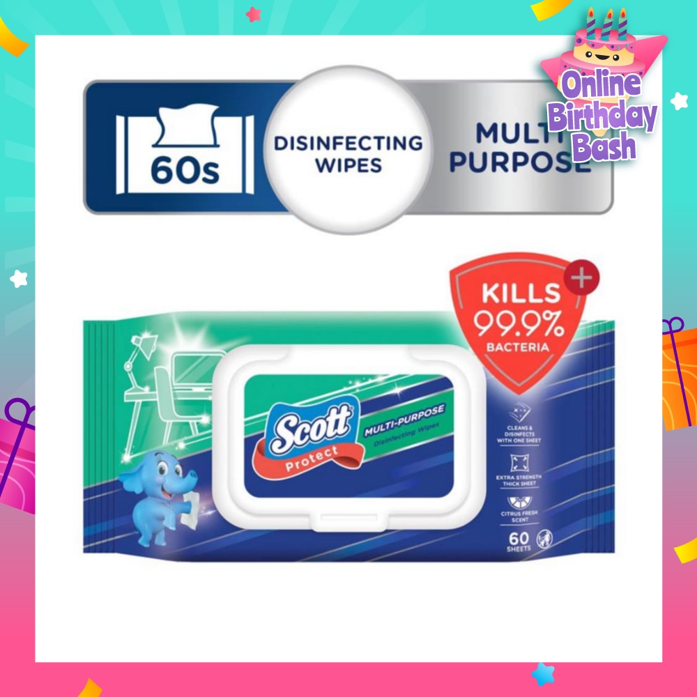 Protect Disinfecting Multipurpose Anti-bacterial Wet Wipes Kills 99.9% Bacteria 60s