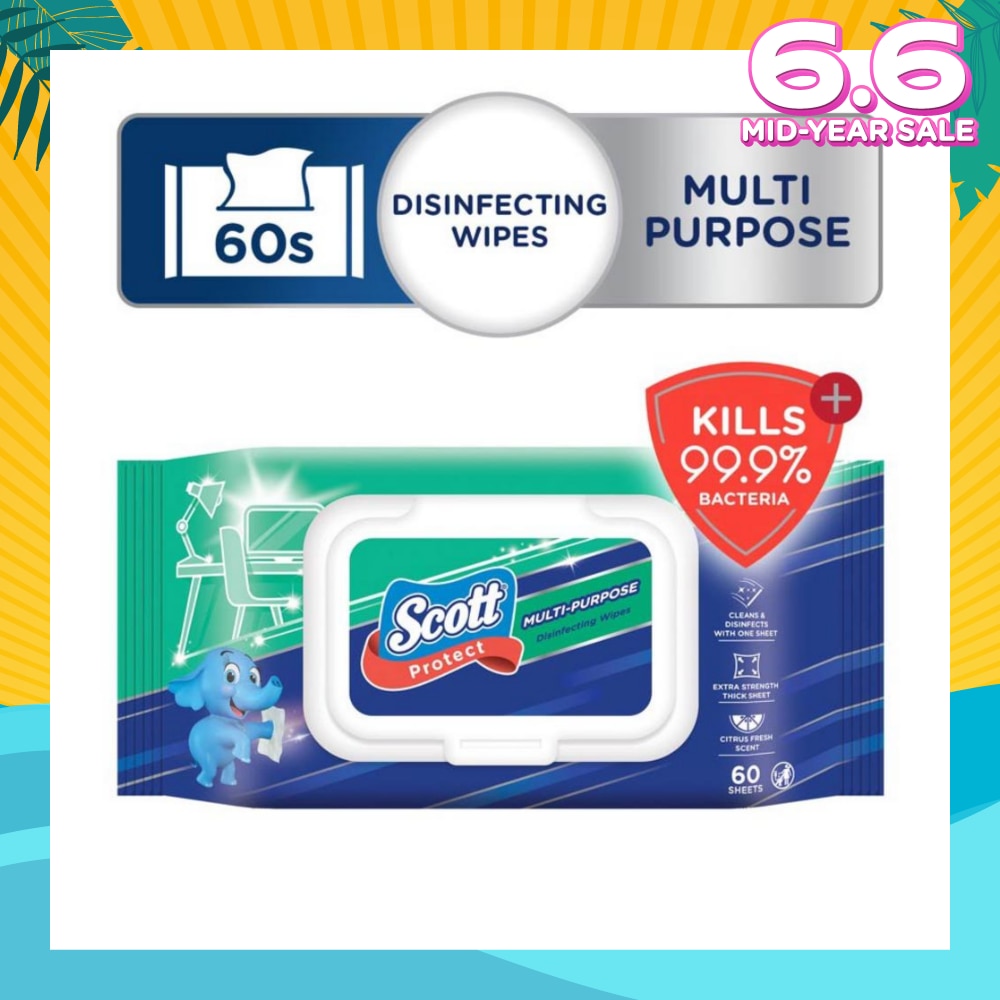 Protect Disinfecting Multipurpose Anti-bacterial Wet Wipes Kills 99.9% Bacteria 60s