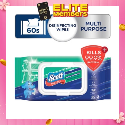 SCOTT Protect Disinfecting Multipurpose Anti-bacterial Wet Wipes Kills 99.9% Bacteria 60s