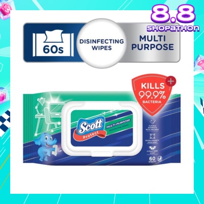 SCOTT Protect Disinfecting Multipurpose Anti-bacterial Wet Wipes Kills 99.9% Bacteria 60s