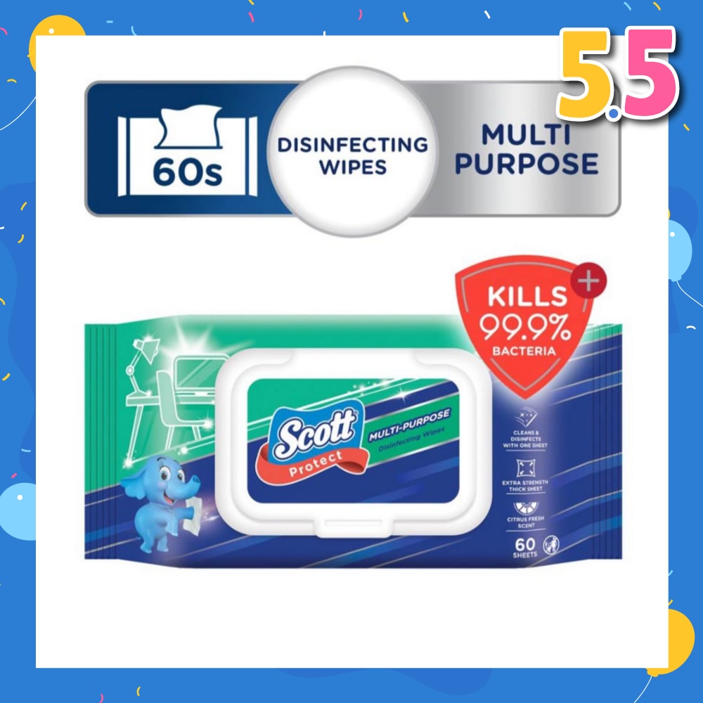 Protect Disinfecting Multipurpose Anti-bacterial Wet Wipes Kills 99.9% Bacteria 60s