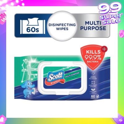 SCOTT Protect Disinfecting Multipurpose Anti-bacterial Wet Wipes Kills 99.9% Bacteria 60s